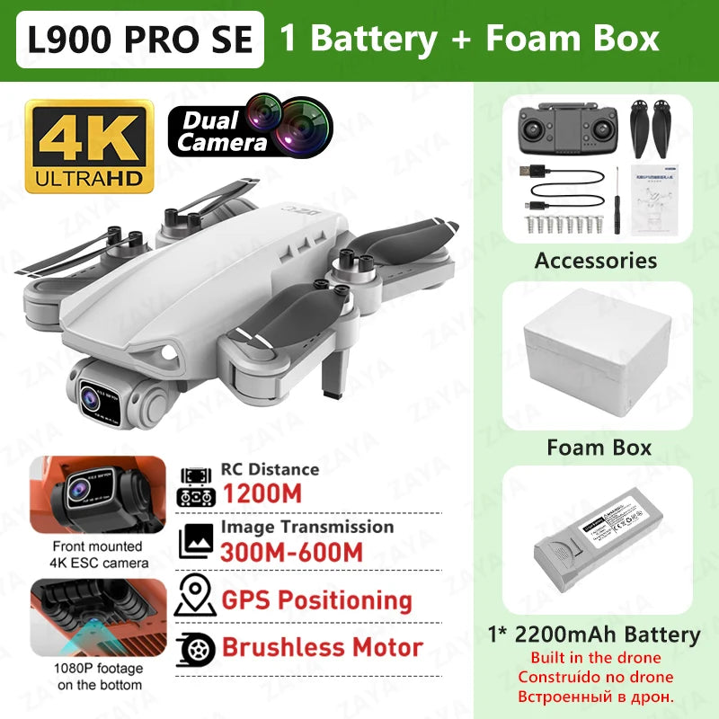 L900 PRO SE GPS Drone – 4K Dual Camera, 5G WiFi FPV, Brushless Motor, Foldable Quadcopter