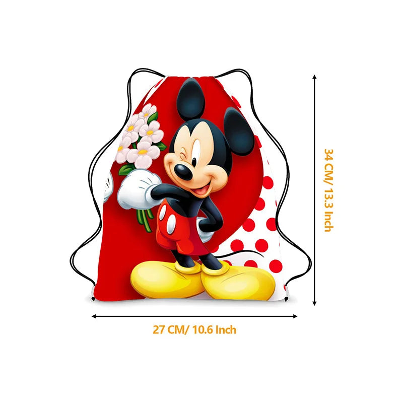 Disney Minnie & Mickey Drawstring Backpack – Cute & Lightweight Cartoon Bag for Kids, School, & Party Gifts!