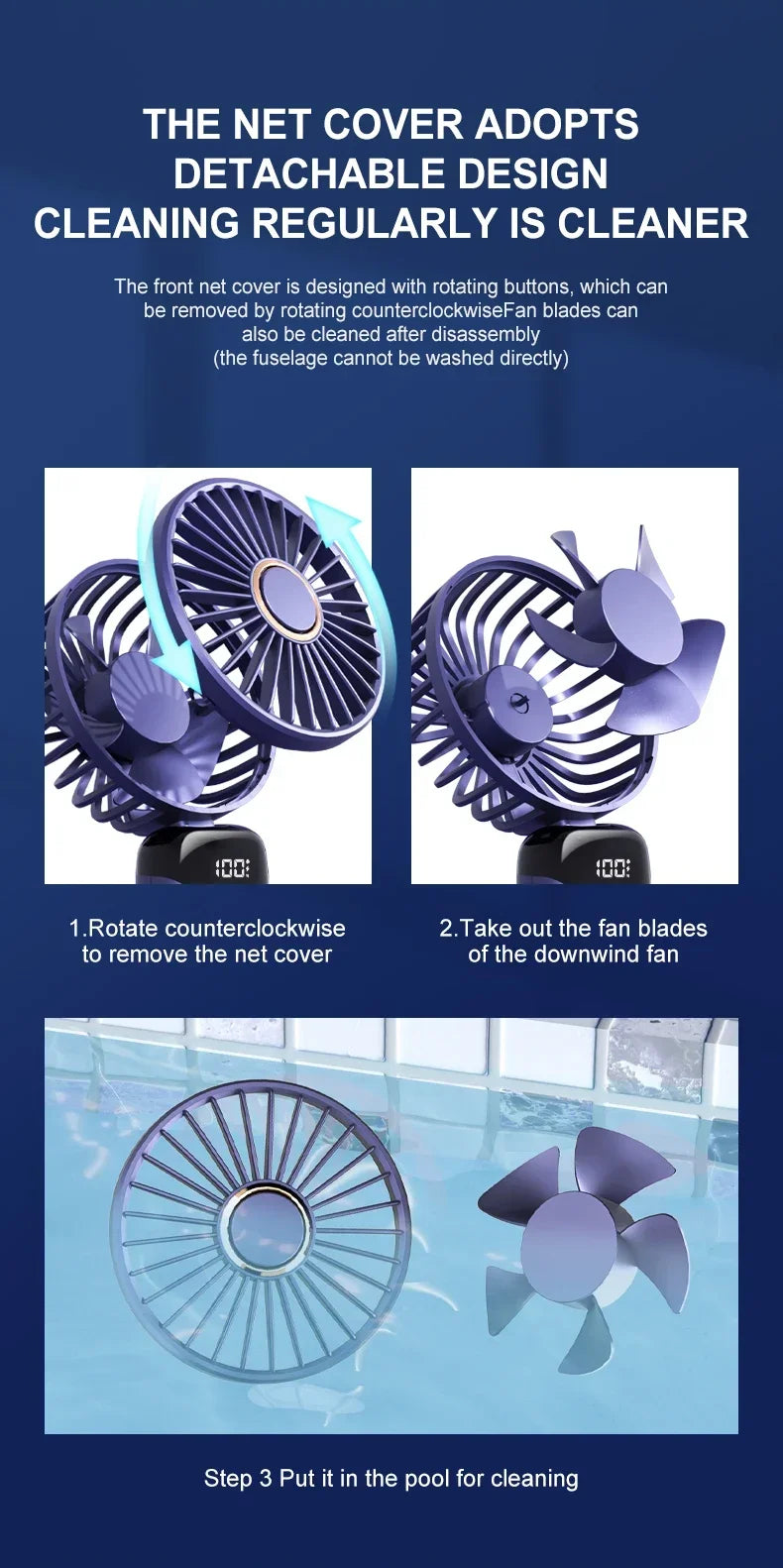 5000mAh Portable Mini Fan – Wireless USB Rechargeable, 5-Speed Foldable Neck Hanging Fan with Digital Display & Phone Holder