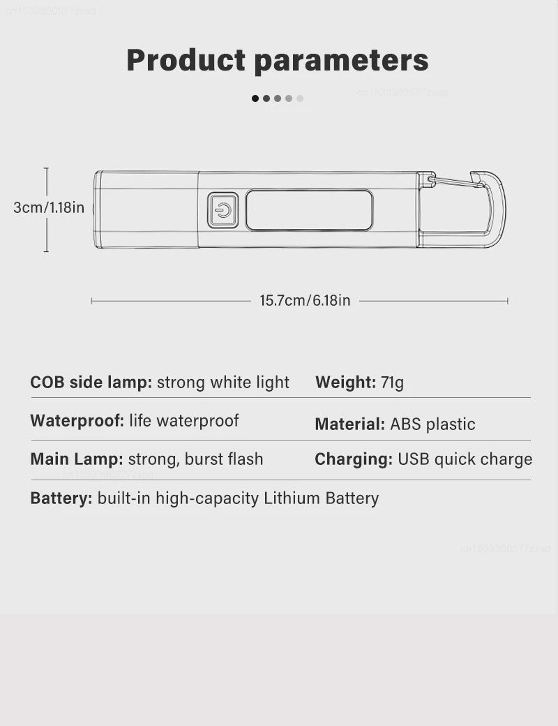 New Xiaomi Portable LED Flashlight – USB Rechargeable, Zoomable Torch for Outdoor Camping, Hiking & Emergency Use
