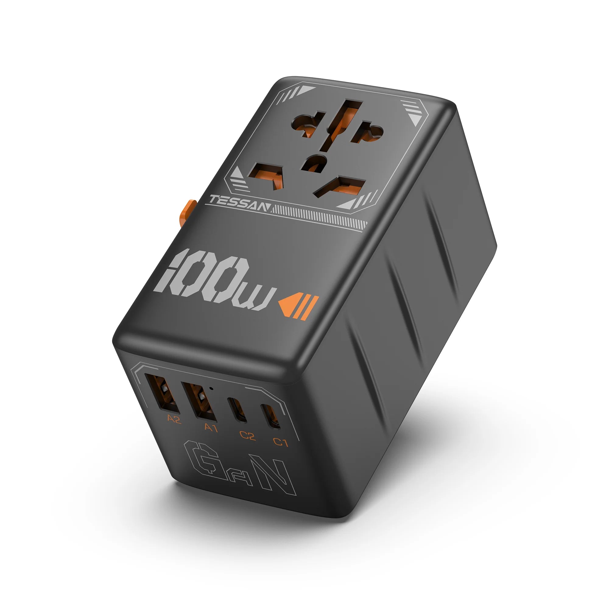 TESSAN 100W GaN Universal Travel Adapter – Fast Charging USB & Type-C Power Adapter for EU/UK/US/AU!