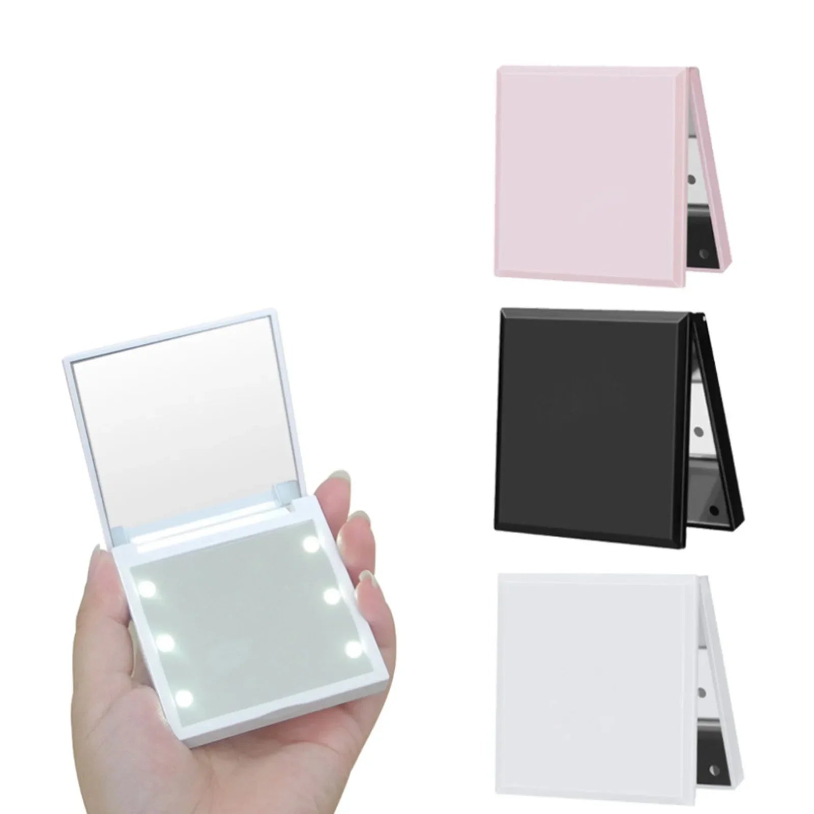 Foldable LED Makeup Mirror – Compact & Portable Lighted Pocket Mirror for Women