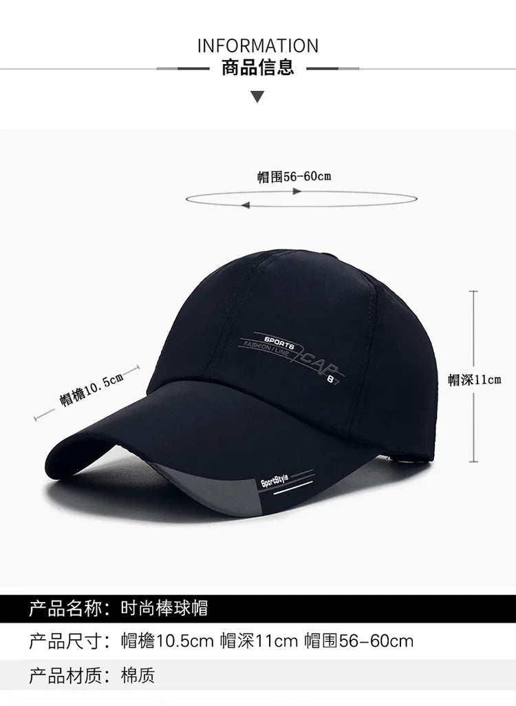 Unisex Adjustable Nylon Baseball Cap – Casual Snapback Sports Hat for Men & Women