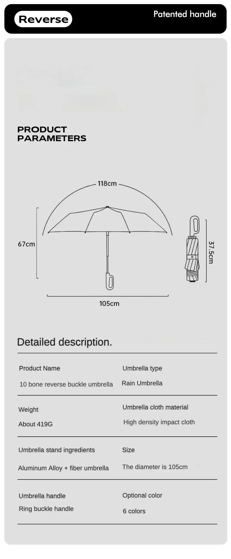 Travel Portable Rain Umbrella, Buckle Automatic Folding Reverse Umbrella, Safety Reflective Strip, Windproof Umbrella Men Women