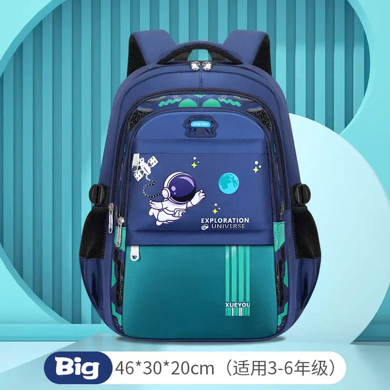 Astronaut-Themed Waterproof School Backpack – Lightweight, Spacious & Spinal Protection Design for Boys!