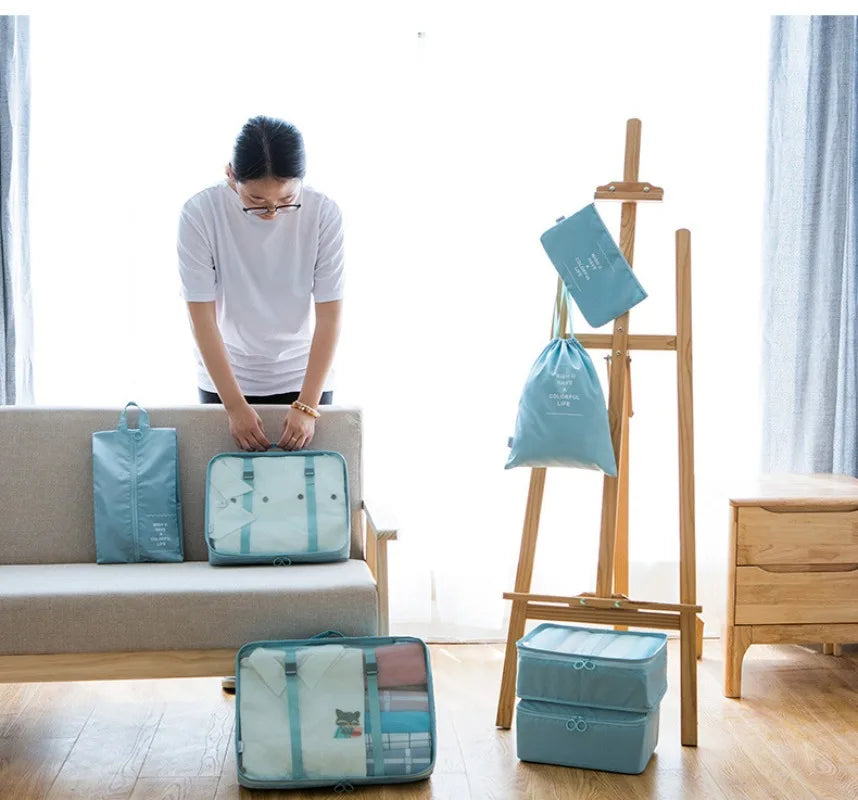 7-Piece Travel Organizer Set – Luggage Packing Cubes & Storage Bags for Clothes, Shoes & Accessories