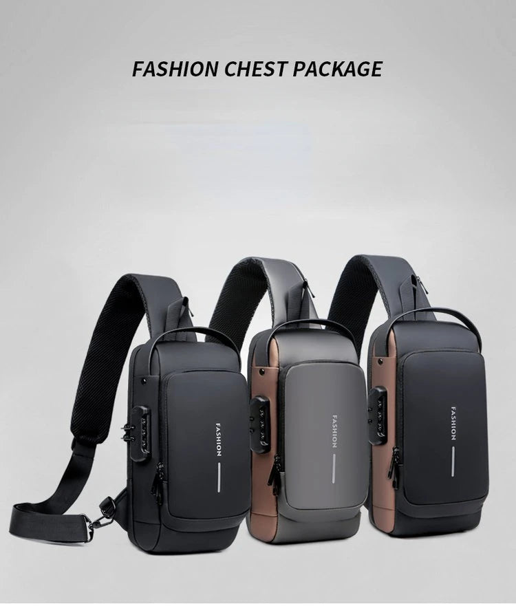 Men's Anti-Theft Chest Bag – USB Charging Crossbody Sling Bag for School, Travel & Daily Use