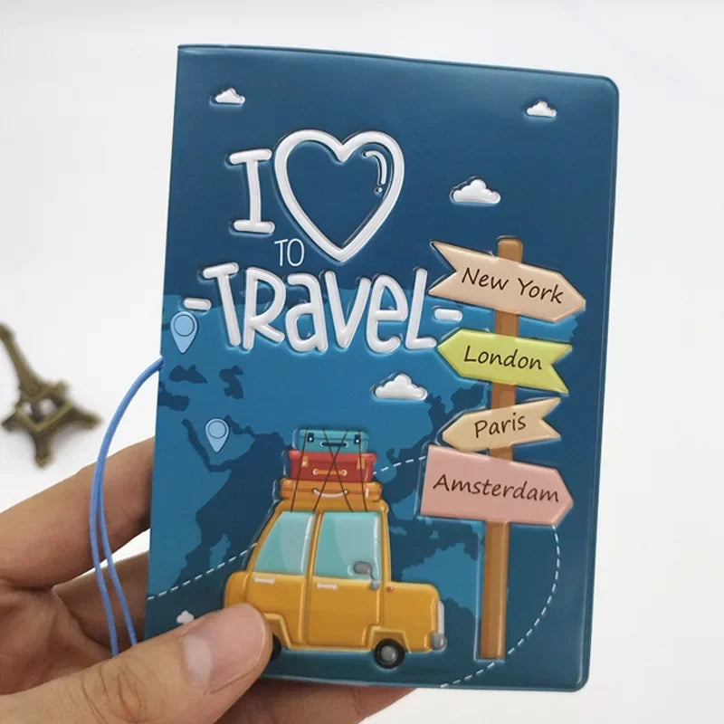 Portable Boarding Fashion Cute Cartoon Passport Cover – Men’s & Women’s PU Leather Travel Passport Holder Case, Card ID Holders (14*10cm)
