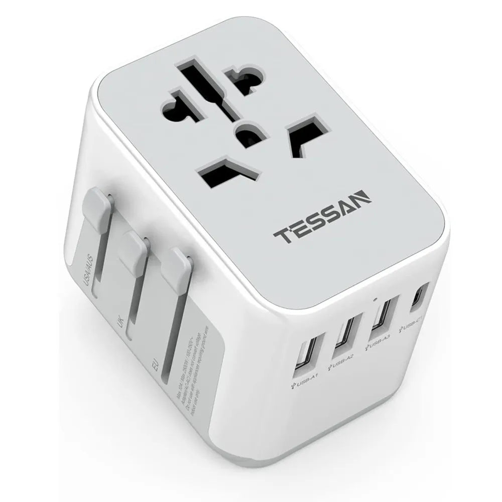 TESSAN 100W GaN Universal Travel Adapter – Fast Charging USB & Type-C Power Adapter for EU/UK/US/AU!
