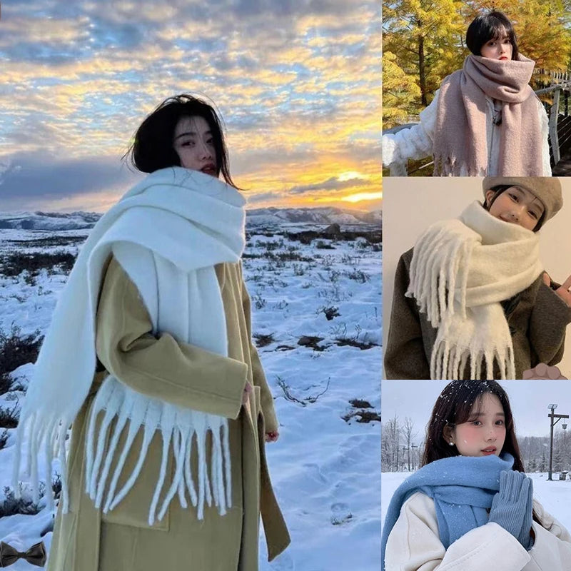 Luxury Cashmere-Feel Winter Scarf – Soft, Warm & Stylish Shawl Wrap with Tassels for Women!