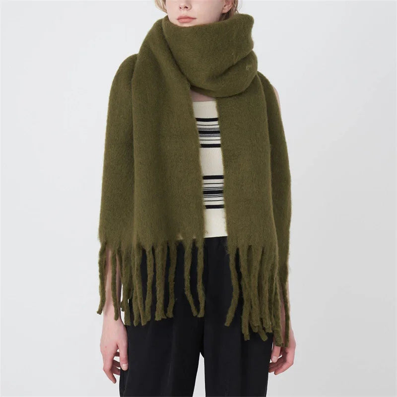 Luxury Cashmere-Feel Winter Scarf – Soft, Warm & Elegant Shawl Wrap with Tassels for Women!
