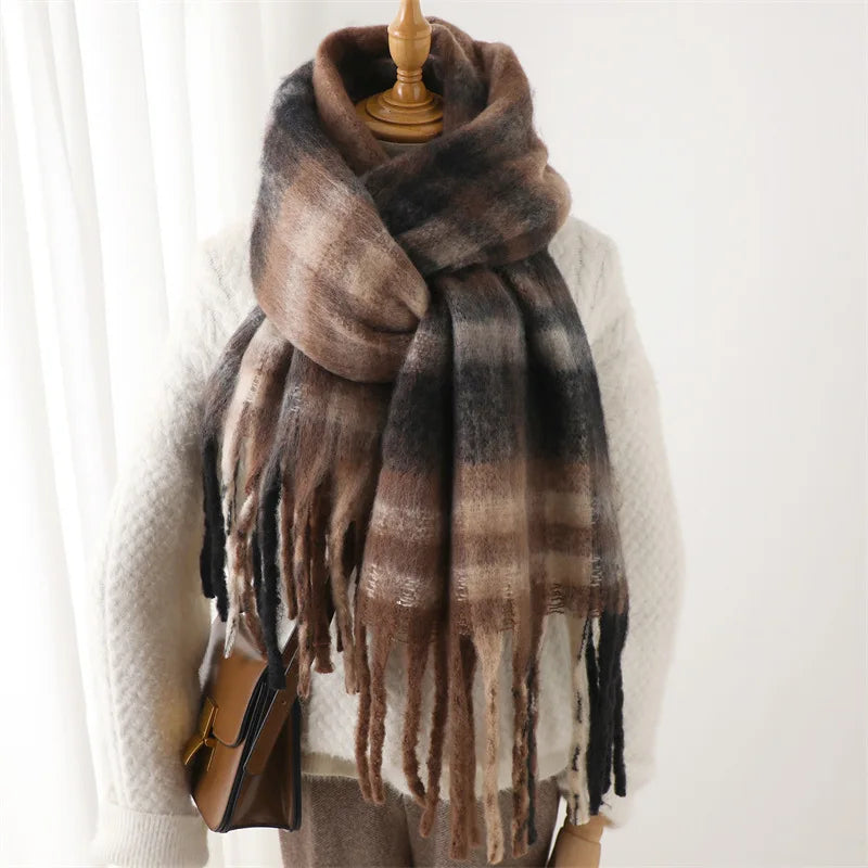Ultra-Soft Korean Winter Cashmere-Feel Scarf – Thick, Warm & Stylish Tassel Shawl for Men & Women!