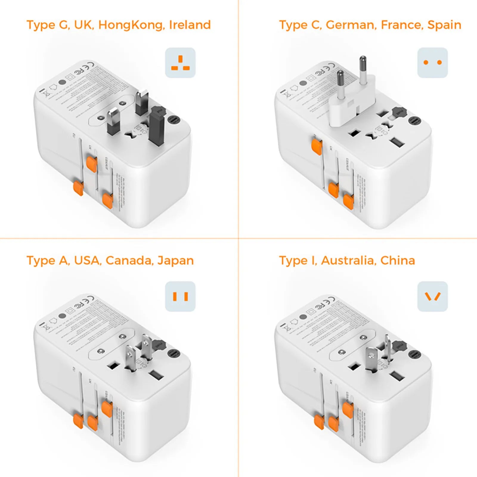 TESSAN 100W GaN Universal Travel Adapter – Fast Charging USB & Type-C Power Adapter for EU/UK/US/AU!