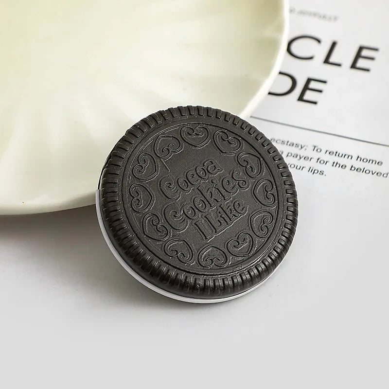 Chocolate Biscuit Folding Makeup Mirror – Cute & Compact Pocket Mirror with Comb