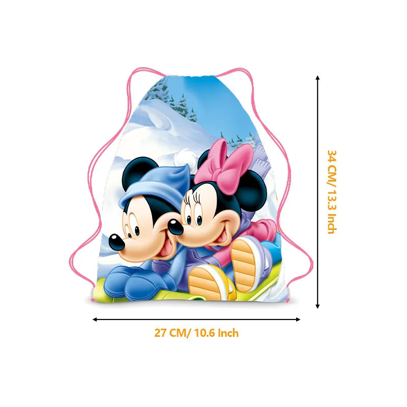 Disney Minnie & Mickey Drawstring Backpack – Cute & Lightweight Cartoon Bag for Kids, School, & Party Gifts!