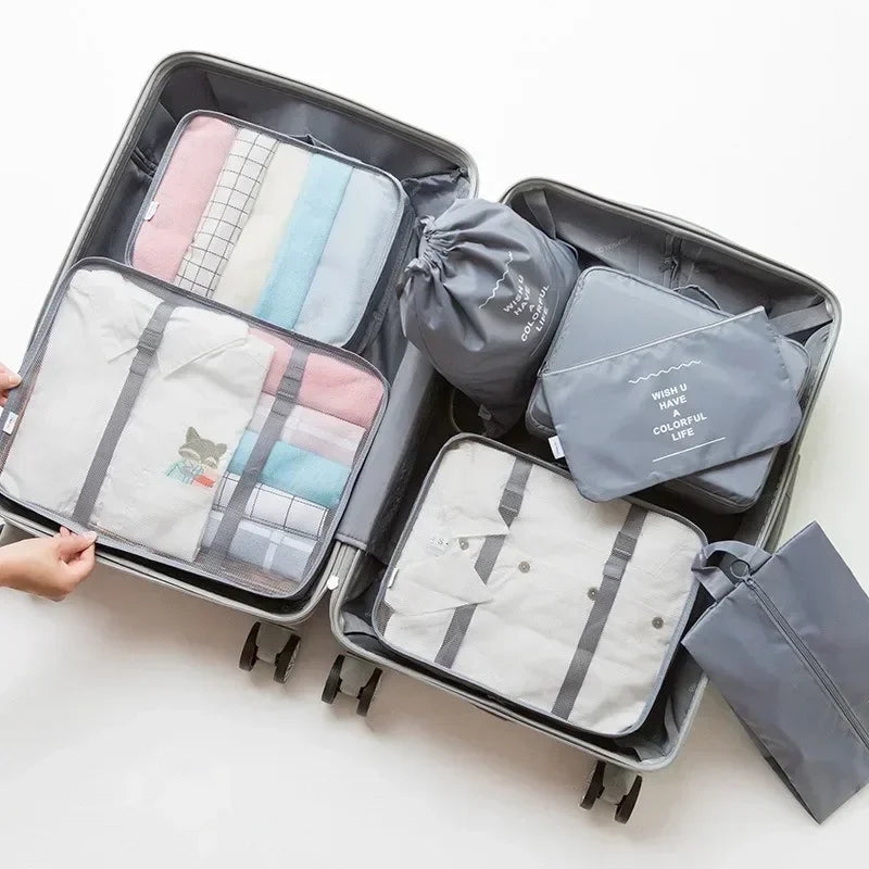 7-Piece Travel Organizer Set – Luggage Packing Cubes & Storage Bags for Clothes, Shoes & Accessories