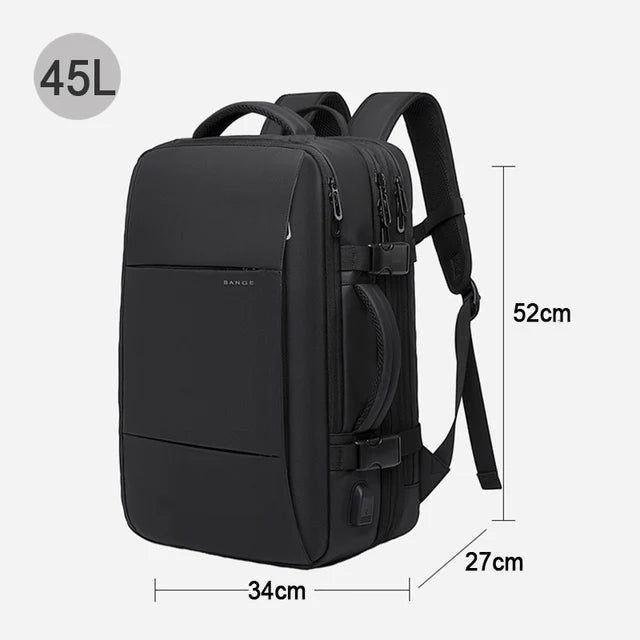 BANGE Expandable Men's Backpack – Waterproof 17.3-inch Laptop Backpack, Large Capacity Hiking Travel Bag for Men