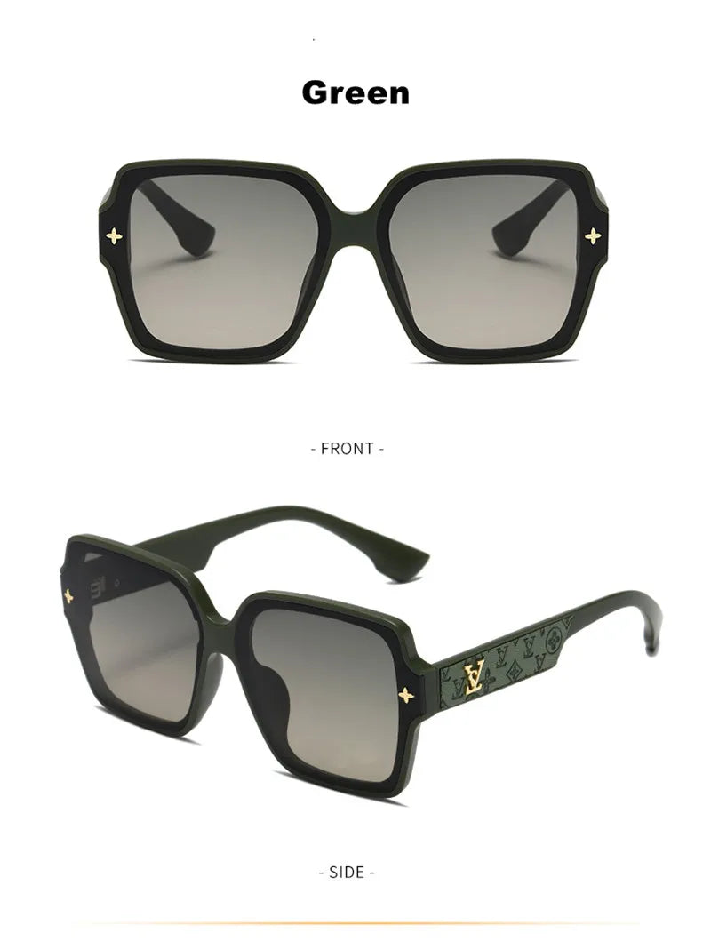 Luxury Women's New Retro Sunglasses Fashion Box Personalized Sunglasses Outdoor UV Protection UV400 Large Frame Driving Glasses