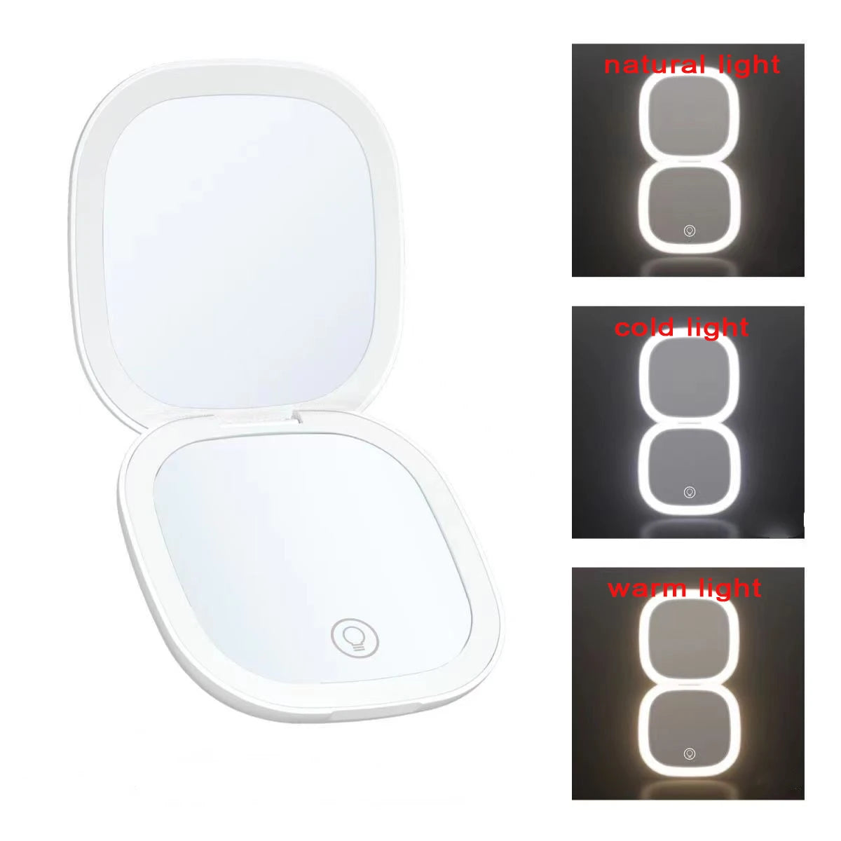 Mini LED Magnifying Makeup Mirror – 5X/10X Folding Compact Travel Vanity Mirror