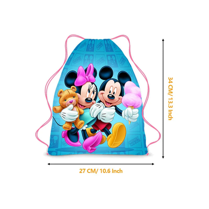 Disney Minnie & Mickey Drawstring Backpack – Cute & Lightweight Cartoon Bag for Kids, School, & Party Gifts!