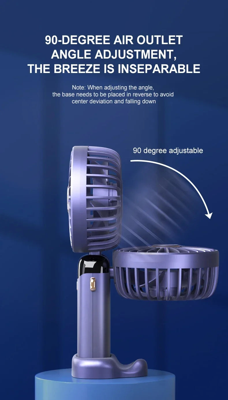 5000mAh Portable Mini Fan – Wireless USB Rechargeable, 5-Speed Foldable Neck Hanging Fan with Digital Display & Phone Holder