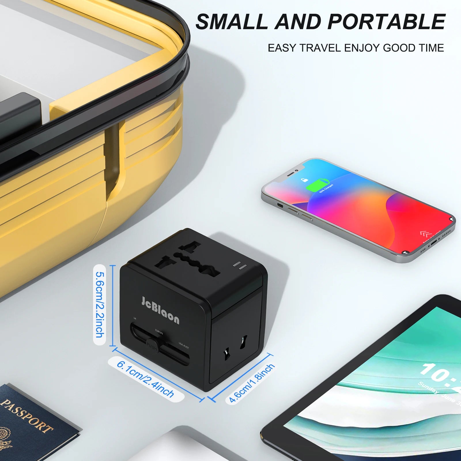 Universal Travel Adapter – Global Plug Converter with USB-A & Type-C for UK, US, EU, AU