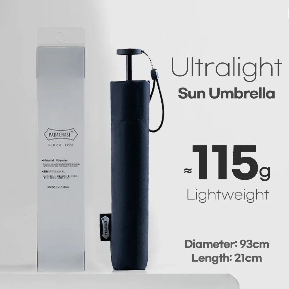 Parachase Ultra-light Folding Umbrella 111g Only Anti UV Travel Light Sun Umbrella Windproof Carbon Fiber Portable Parasol 6K