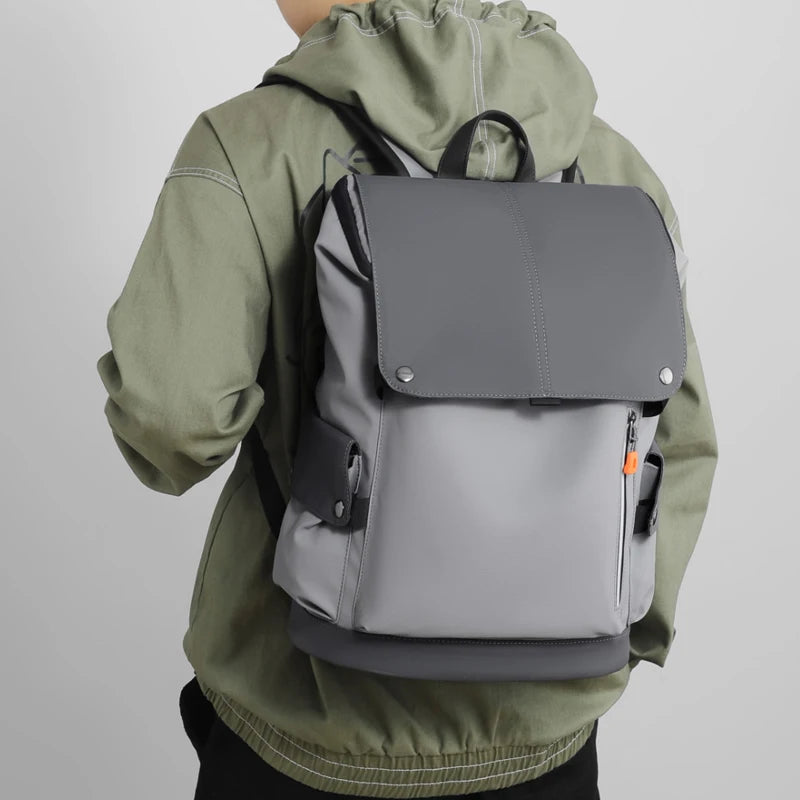 High-Quality PU Leather Waterproof Men's Laptop Backpack – Large Computer Backpack for Business, Urban Man with USB Charging