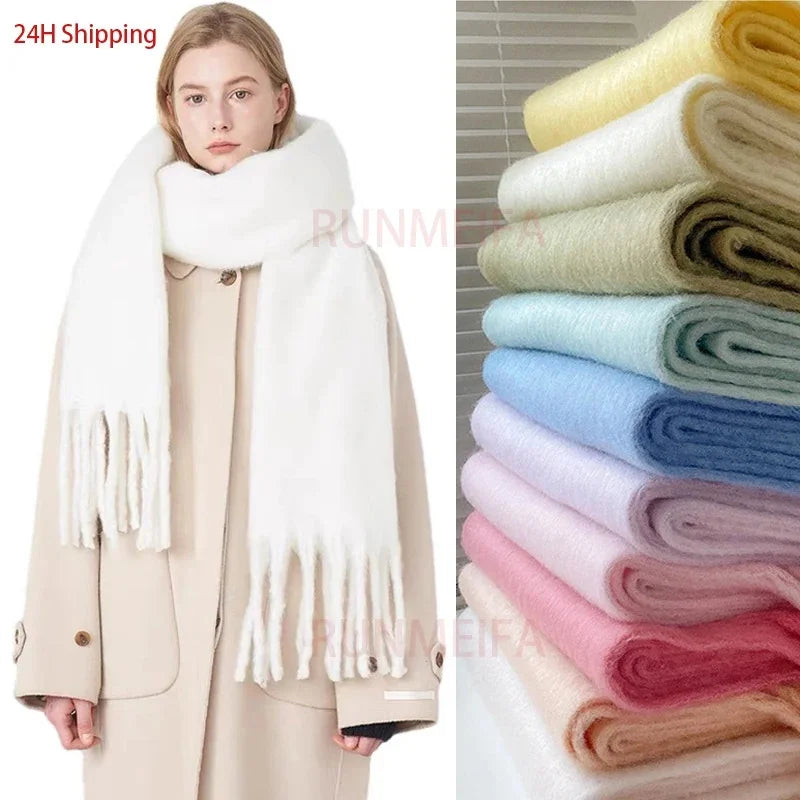 Luxury Cashmere-Feel Winter Scarf – Soft, Warm & Elegant Shawl Wrap with Tassels for Women!