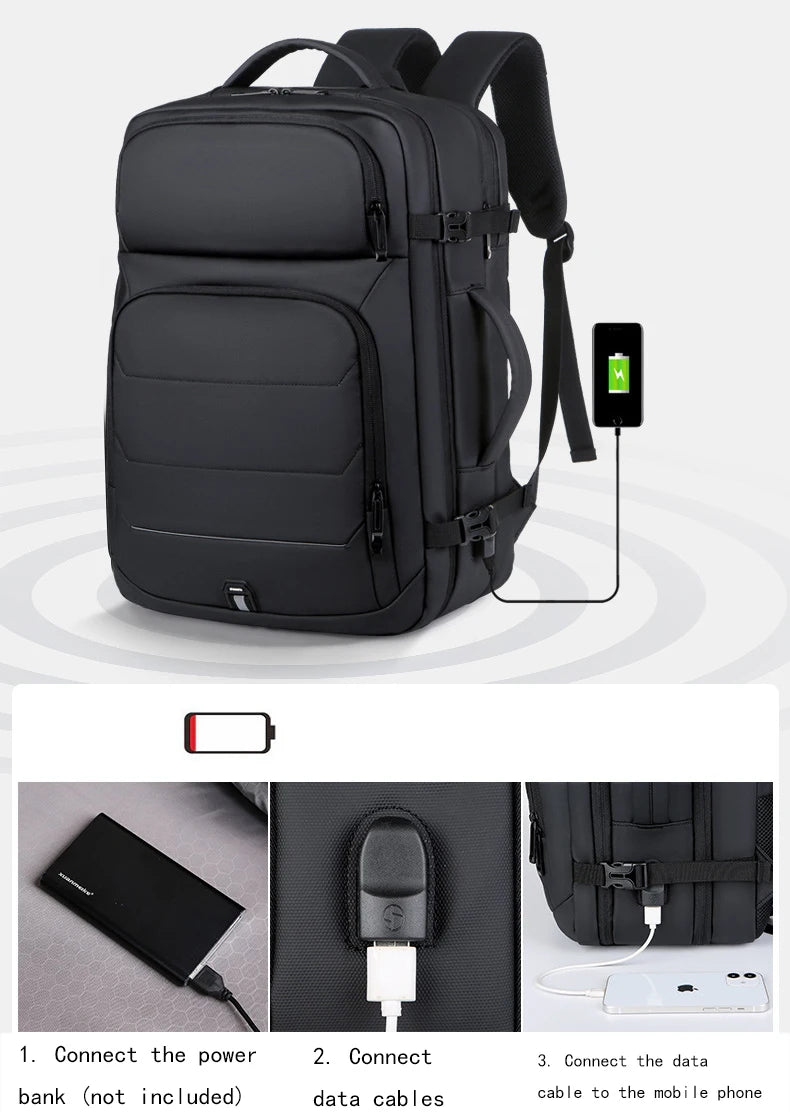 Expandable 17-inch Men’s Laptop Backpack – Waterproof Notebook Bag with USB, Schoolbag, Sports Travel Backpack for Men