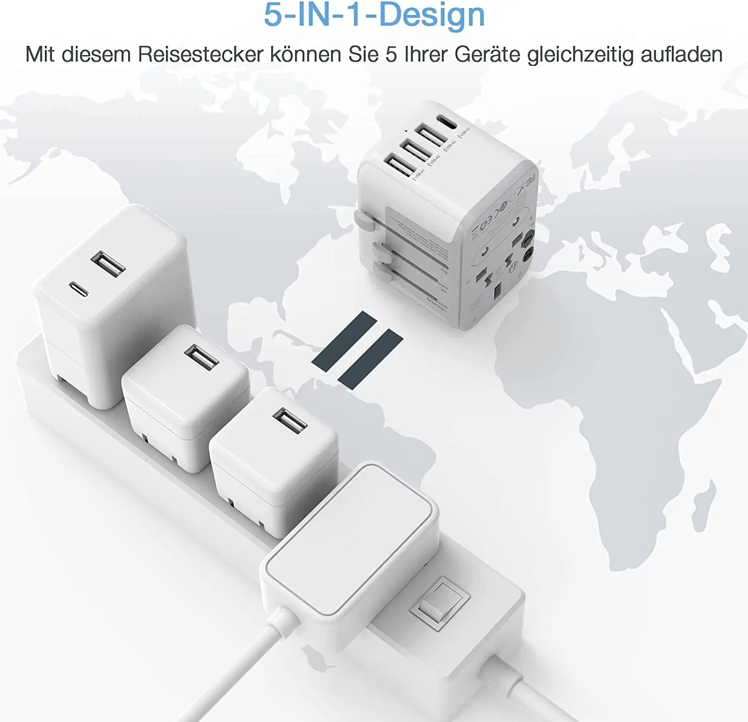 TESSAN 100W GaN Universal Travel Adapter – Fast Charging USB & Type-C Power Adapter for EU/UK/US/AU!