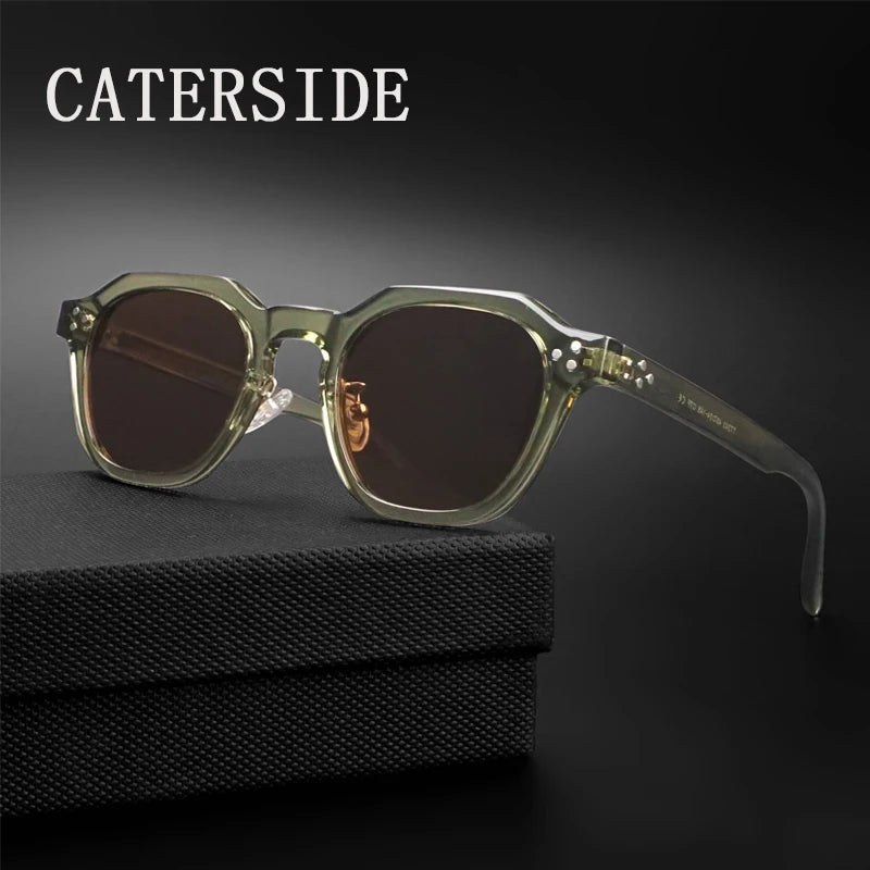 CATERSIDE Retro Polarized Sunglasses Men Ultralight TR90 Frame Polygon Women Sun Glasses Outdoor High Quality Travel Eyewear
