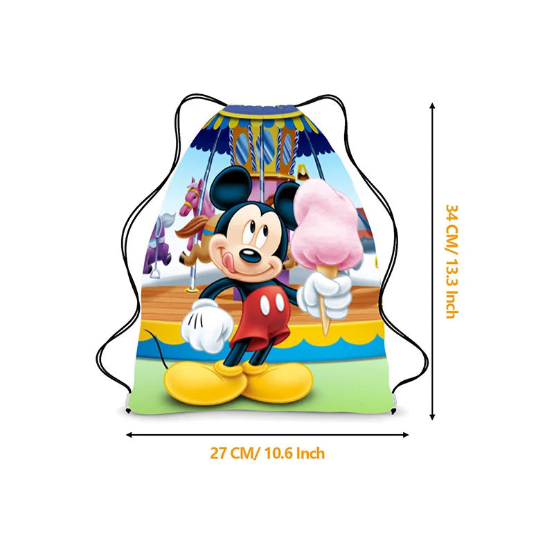 Disney Minnie & Mickey Drawstring Backpack – Cute & Lightweight Cartoon Bag for Kids, School, & Party Gifts!