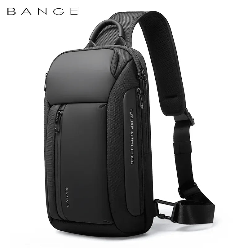 BANGE Brand Design Oxford Trendy Waterproof Men’s Chest Bag – Large Capacity, Multi-Pockets Slim Bag for Male