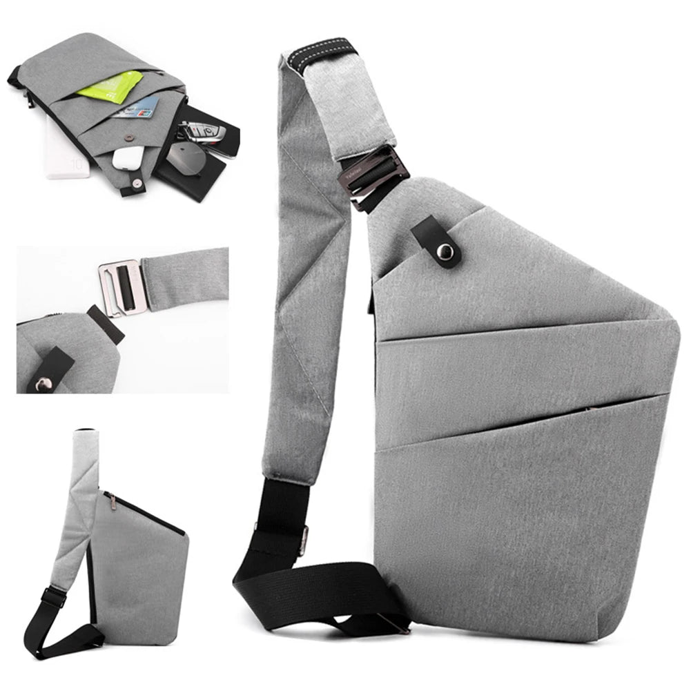 Men's Anti-Theft Travel Crossbody Bag – Mini Waterproof Sling Chest Bag for Everyday Use