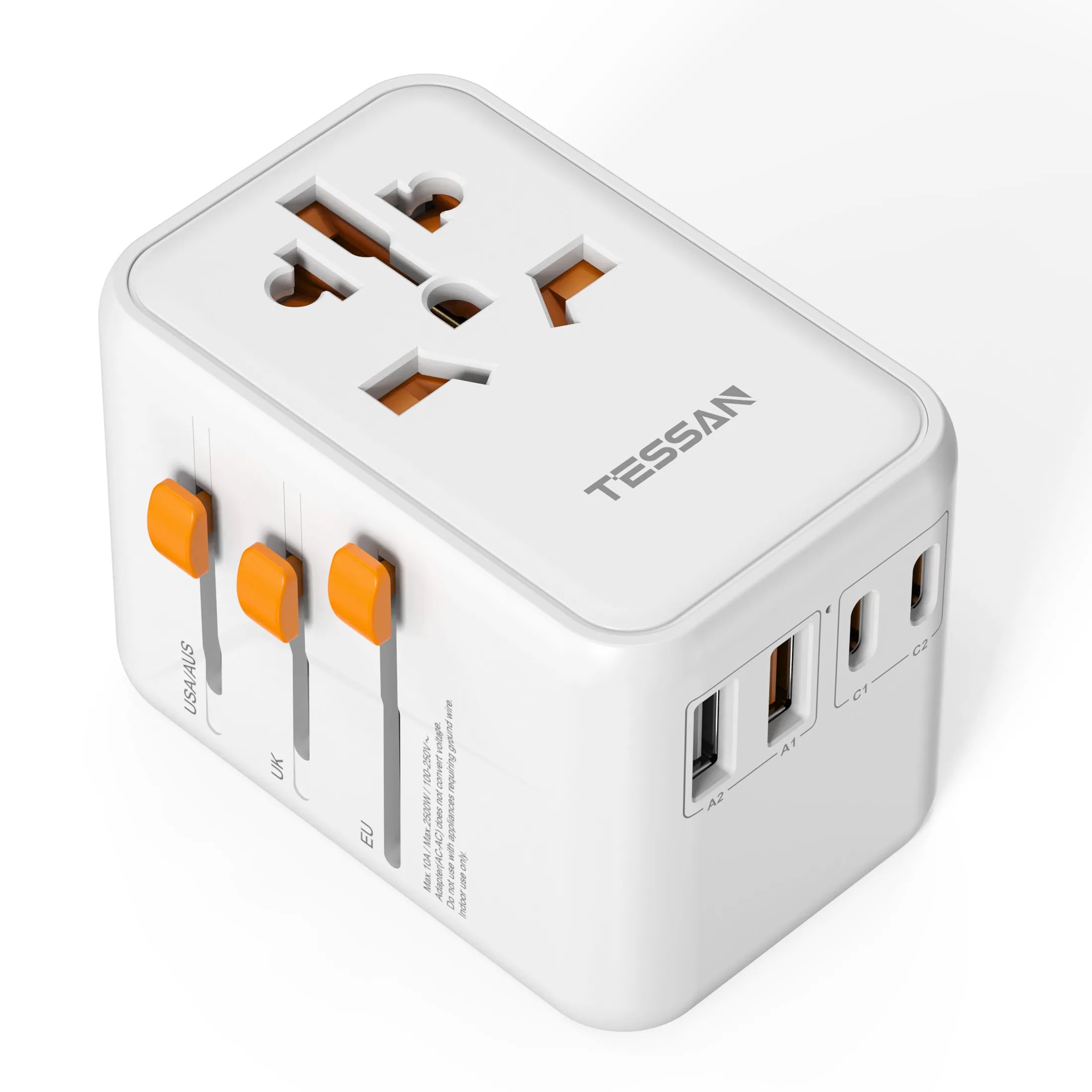 TESSAN 100W GaN Universal Travel Adapter – Fast Charging USB & Type-C Power Adapter for EU/UK/US/AU!