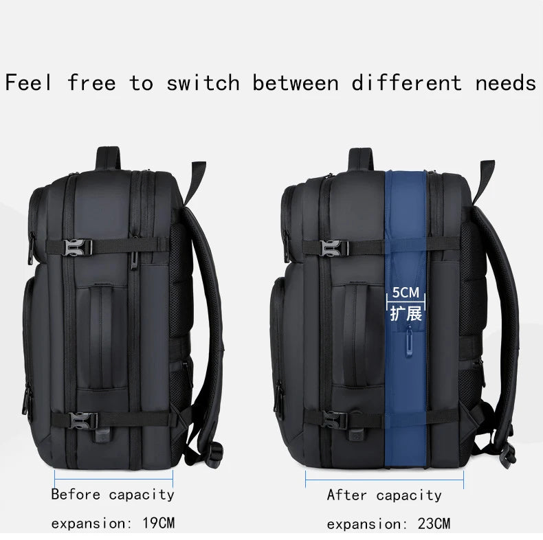 Expandable 17-inch Men’s Laptop Backpack – Waterproof Notebook Bag with USB, Schoolbag, Sports Travel Backpack for Men