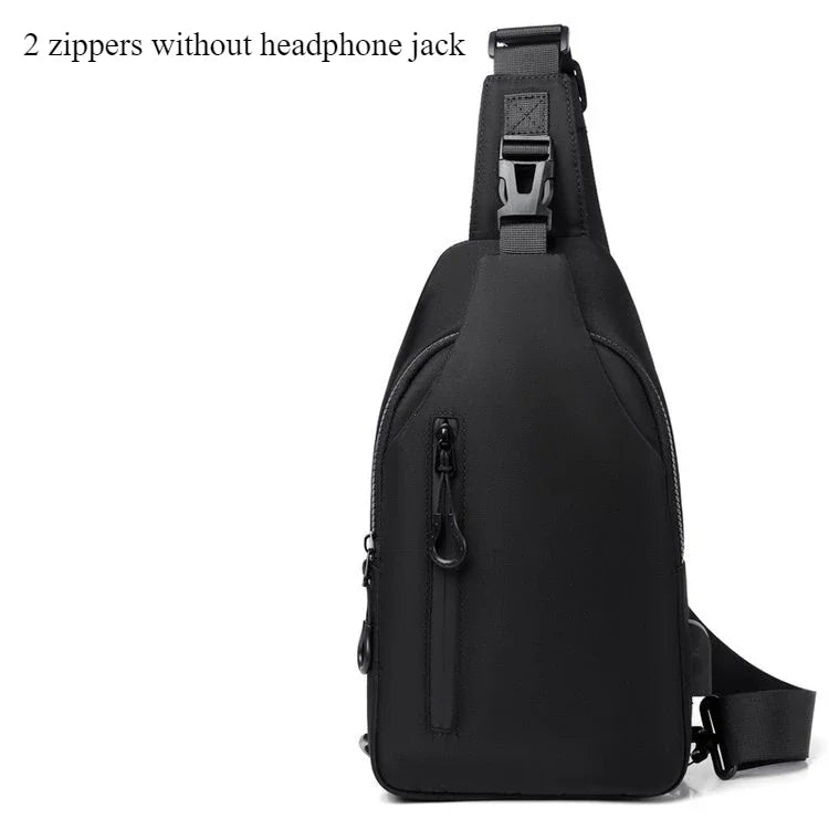 Stylish Men's Crossbody Bag – Waterproof, USB Charging, Outdoor Casual Chest Bag