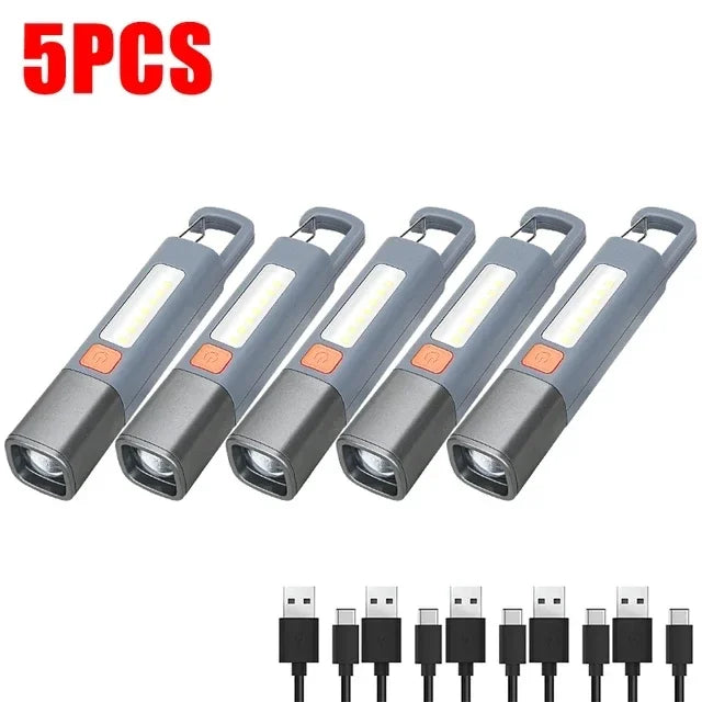 New Xiaomi Portable LED Flashlight – USB Rechargeable, Zoomable Torch for Outdoor Camping, Hiking & Emergency Use