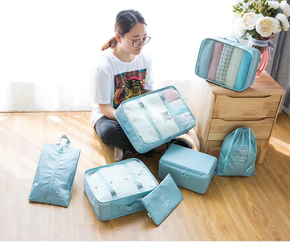 7-Piece Travel Organizer Set – Luggage Packing Cubes & Storage Bags for Clothes, Shoes & Accessories