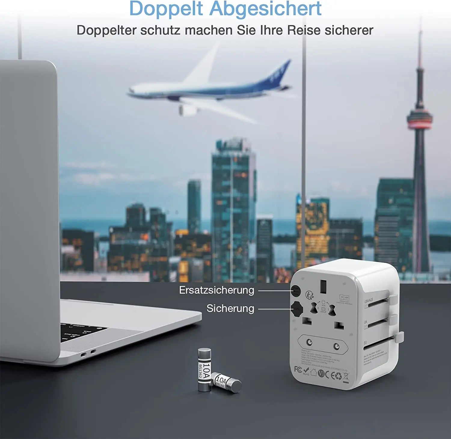 TESSAN 100W GaN Universal Travel Adapter – Fast Charging USB & Type-C Power Adapter for EU/UK/US/AU!