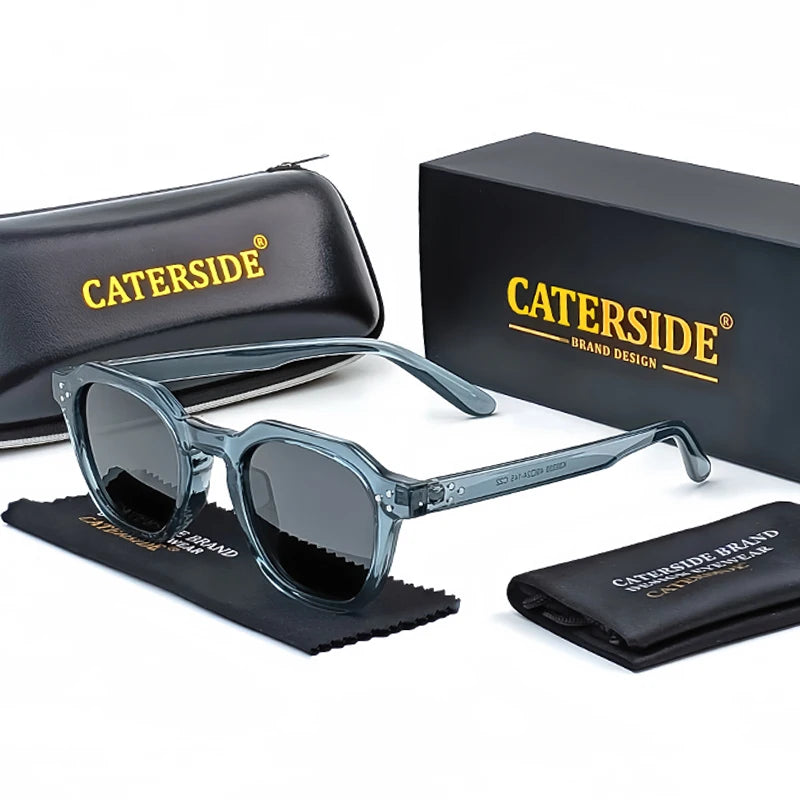 CATERSIDE Retro Polarized Sunglasses Men Ultralight TR90 Frame Polygon Women Sun Glasses Outdoor High Quality Travel Eyewear