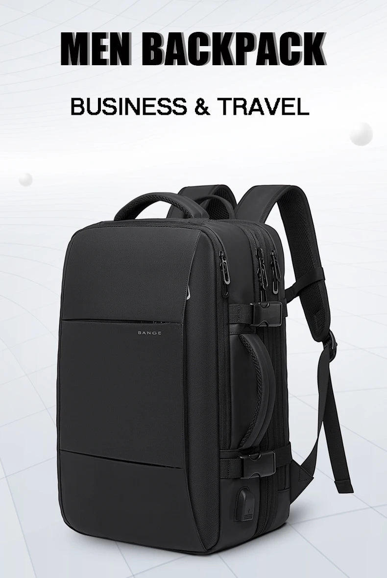 BANGE Expandable Men's Backpack – Waterproof 17.3-inch Laptop Backpack, Large Capacity Hiking Travel Bag for Men