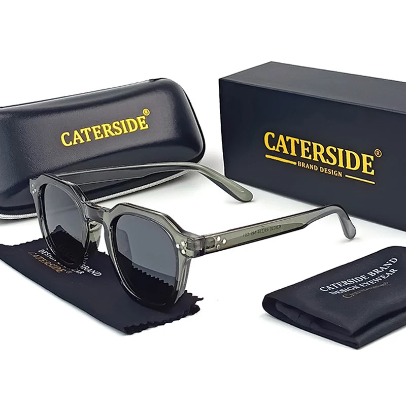 CATERSIDE Retro Polarized Sunglasses Men Ultralight TR90 Frame Polygon Women Sun Glasses Outdoor High Quality Travel Eyewear