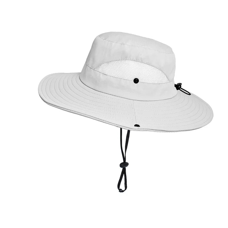 Summer UPF50+ Sun Hats For Women Men Breathable Mesh Boonie Hat Foldable UV Protection Hiking Fishing Hat Male Bucket Hats