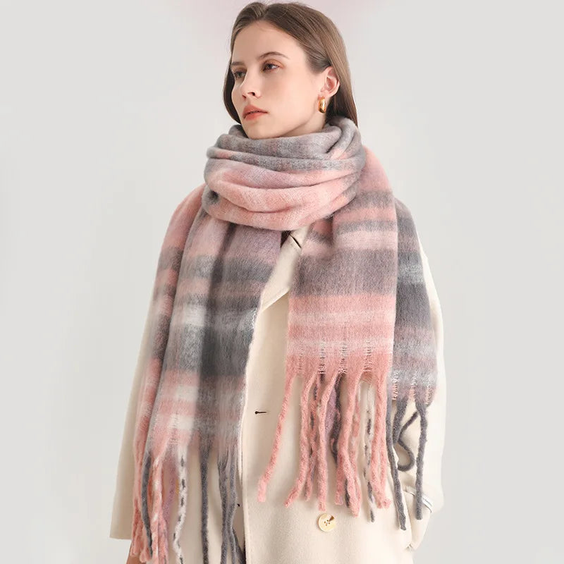Ultra-Soft Korean Winter Cashmere-Feel Scarf – Thick, Warm & Stylish Tassel Shawl for Men & Women!