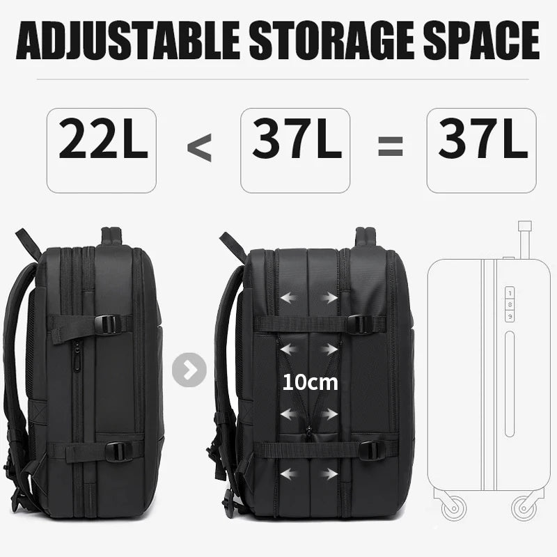BANGE Expandable Men's Backpack – Waterproof 17.3-inch Laptop Backpack, Large Capacity Hiking Travel Bag for Men