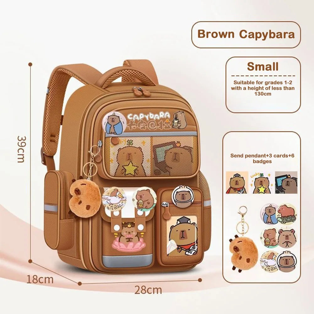 Waterproof Capybara Backpack Large Capacity Alleviate Burden School Bag Protecting Spine Widen Straps Backpack for Students
