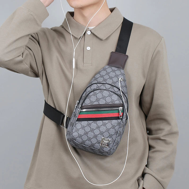 Men's Multifunctional Crossbody Bag – Casual Shoulder Chest Bag with Earphone Hole