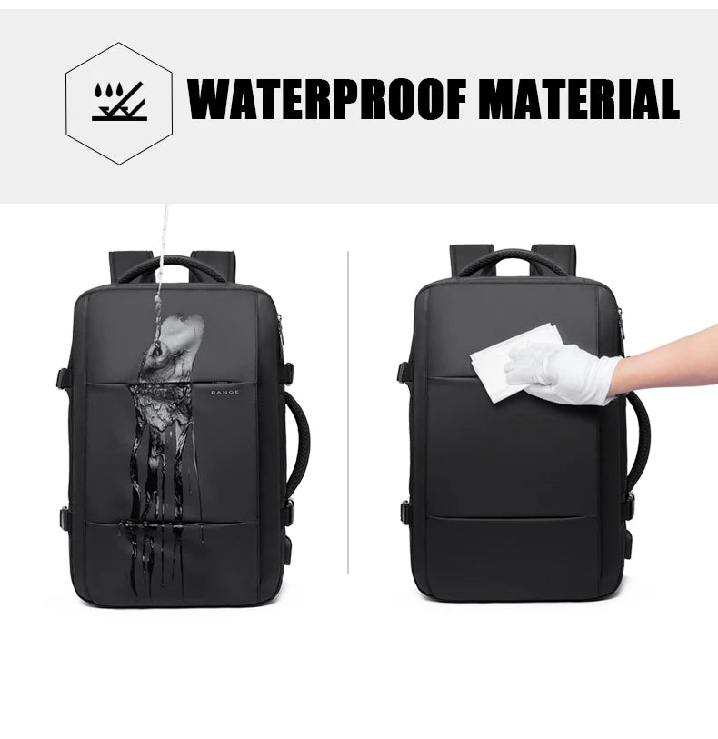 BANGE Expandable Men's Backpack – Waterproof 17.3-inch Laptop Backpack, Large Capacity Hiking Travel Bag for Men